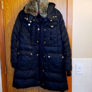 Ivanka Trump black puffer coat -removable fur/hood